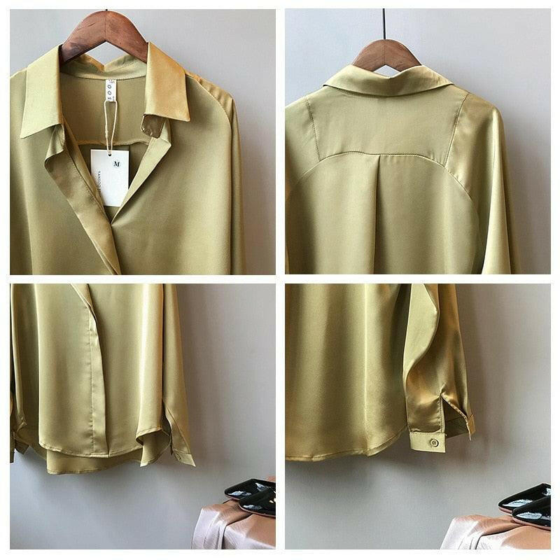 Levoire | Femme Blouse Satin Décolleté V