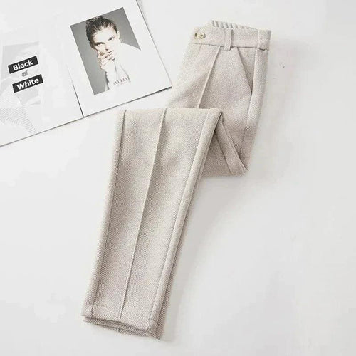 Levoire | Femmes Mélange De Laine Taille Haute Affaires Décontracté Pantalon