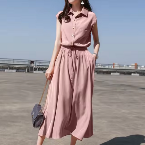 Levoire | Robe Élégante Sans Manches Avec Cordon