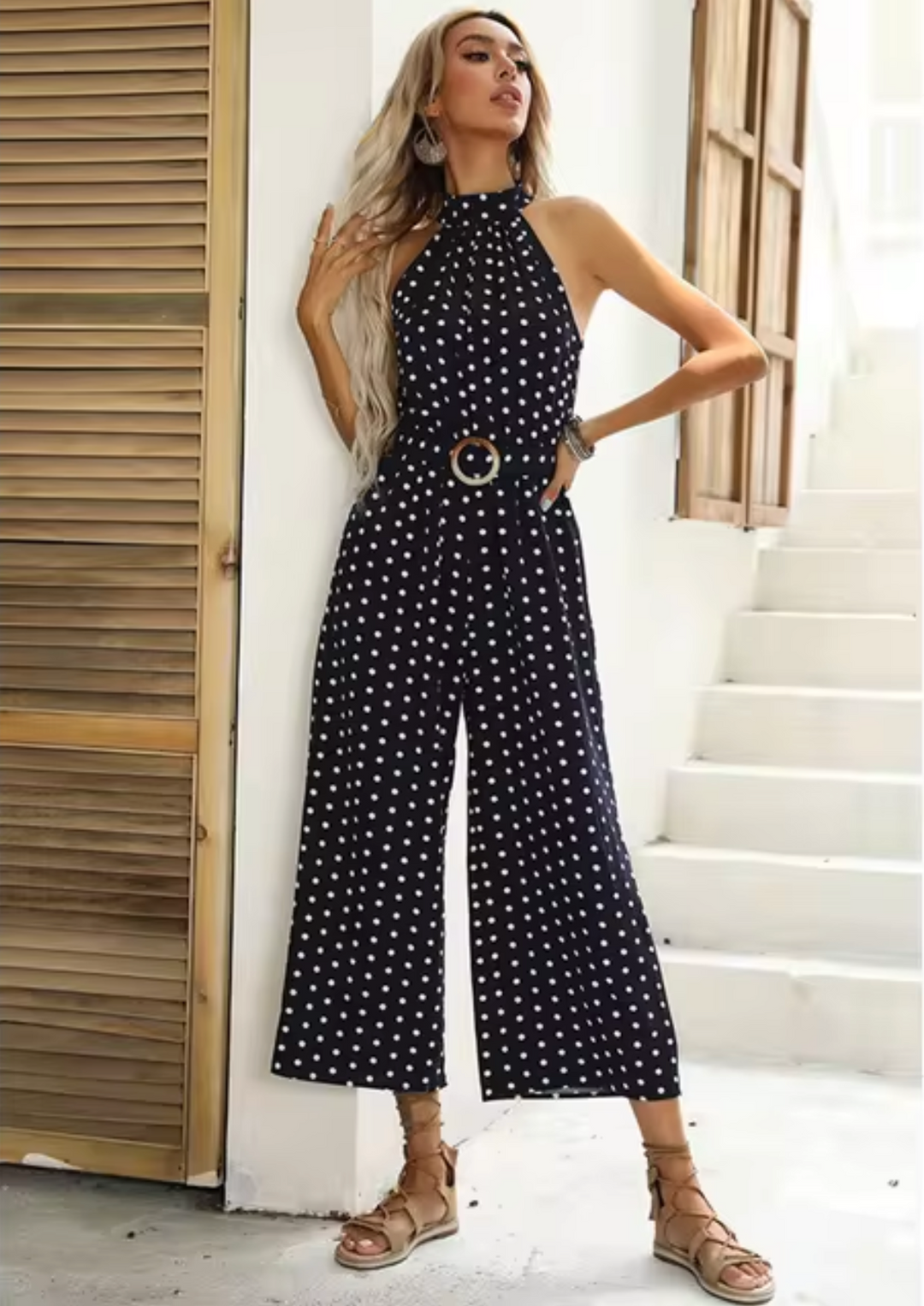 Levoire | Combinaison Avec Des Pois Et Col Halter Noir