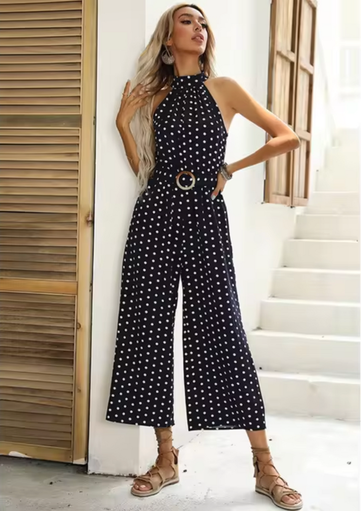 Levoire | Combinaison Avec Des Pois Et Col Halter Noir