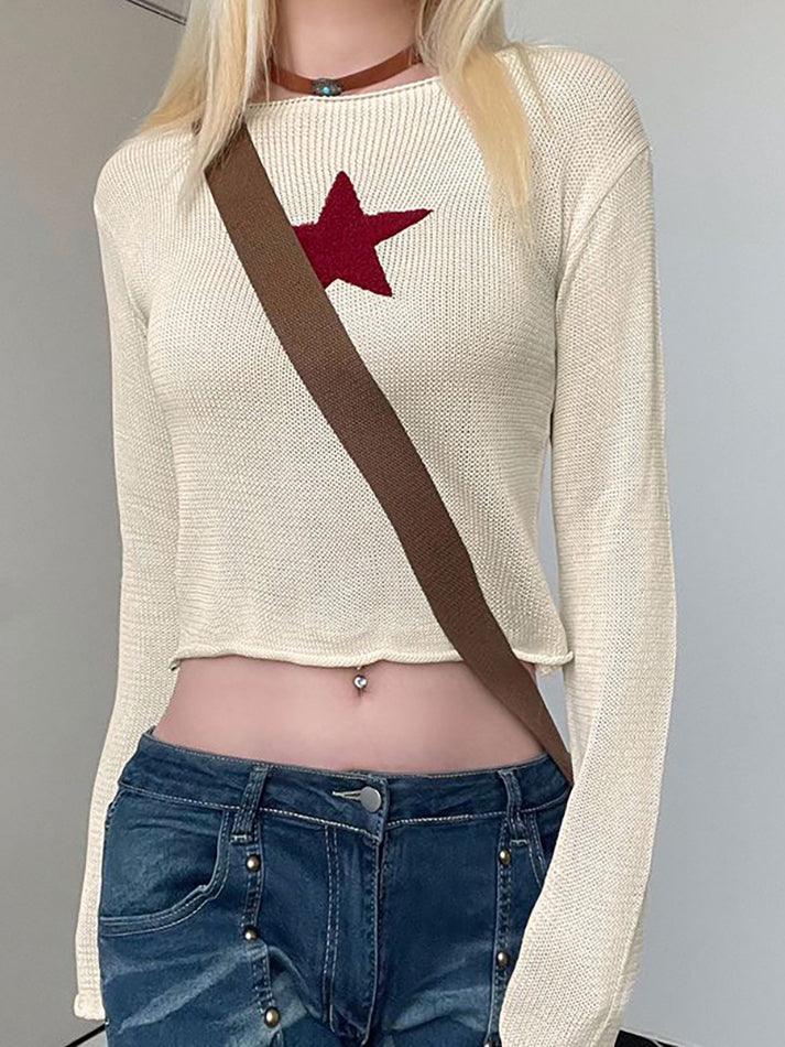 Levoire | Pull En V Motif Étoile Y2K