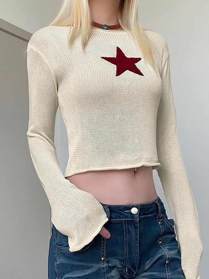 Levoire | Pull En V Motif Étoile Y2K