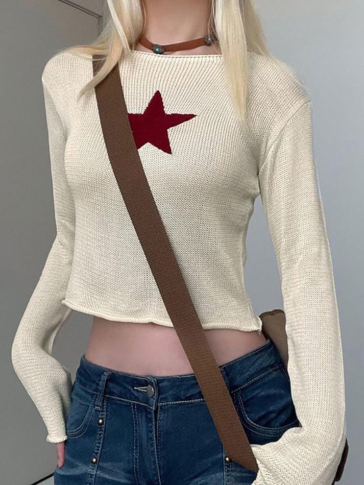 Levoire | Pull En V Motif Étoile Y2K