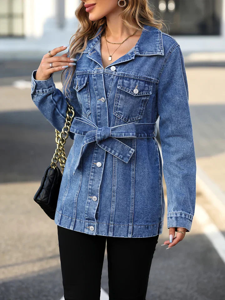 Levoire | Manteau Denim Femme avec Poches Bleu