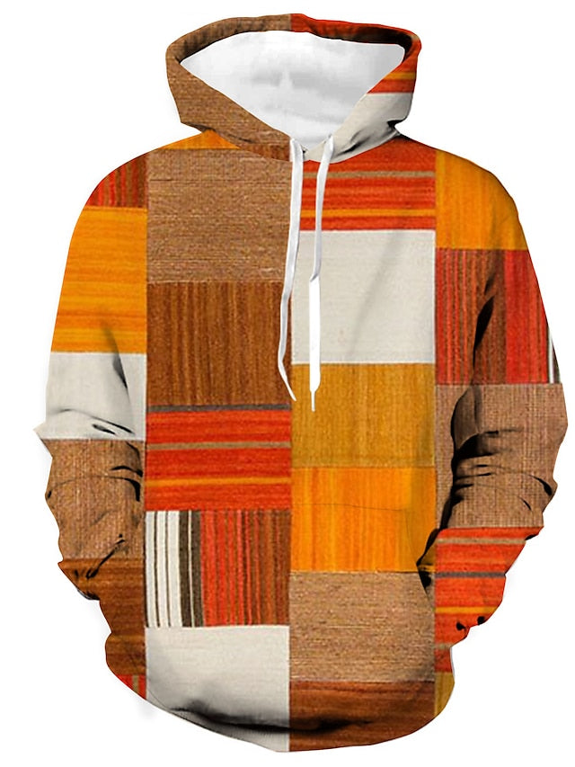 Levoire | Hoodie D'Hiver Avec Motif À Carreaux Orange