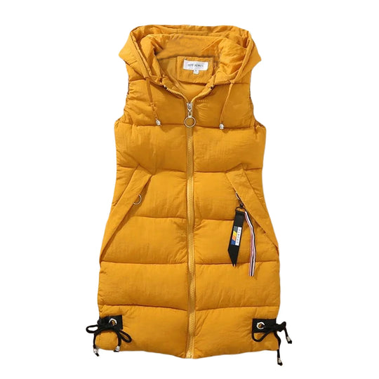 Levoire | Sweat à capuche sans manches chaud avec poches zippées Jaune