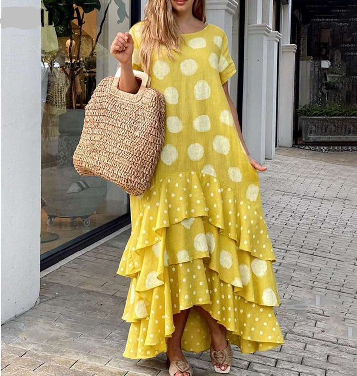 Levoire | Robe D'Été Longue Jaune - Volants