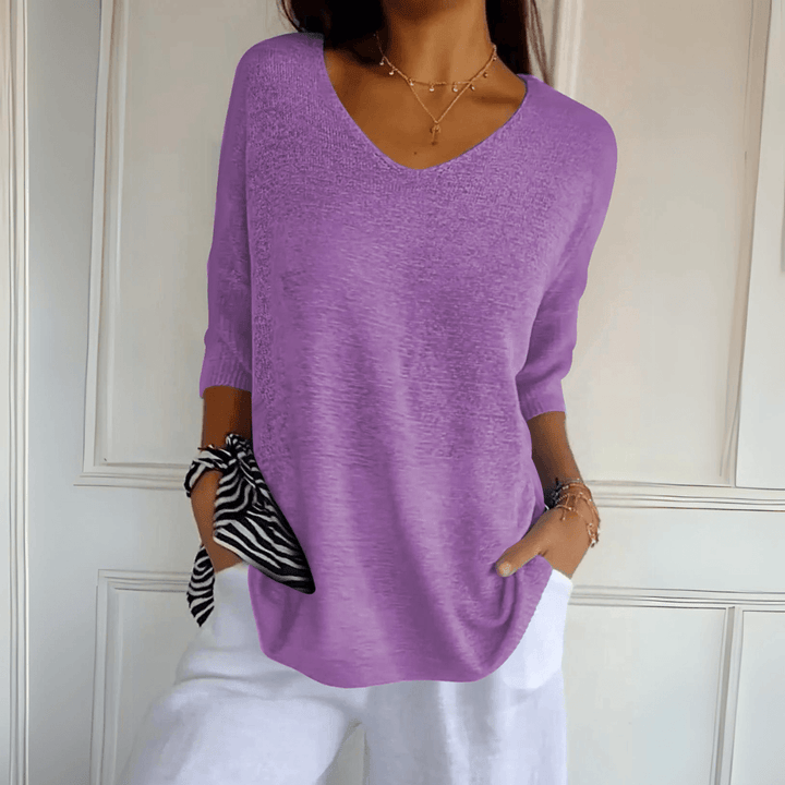 Levoire | Top Élégant En Tricot À Décolleté En V Lila
