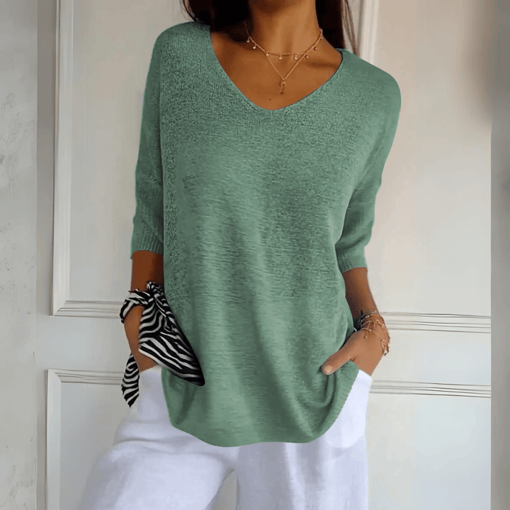 Levoire | Top Élégant En Tricot À Décolleté En V Vert
