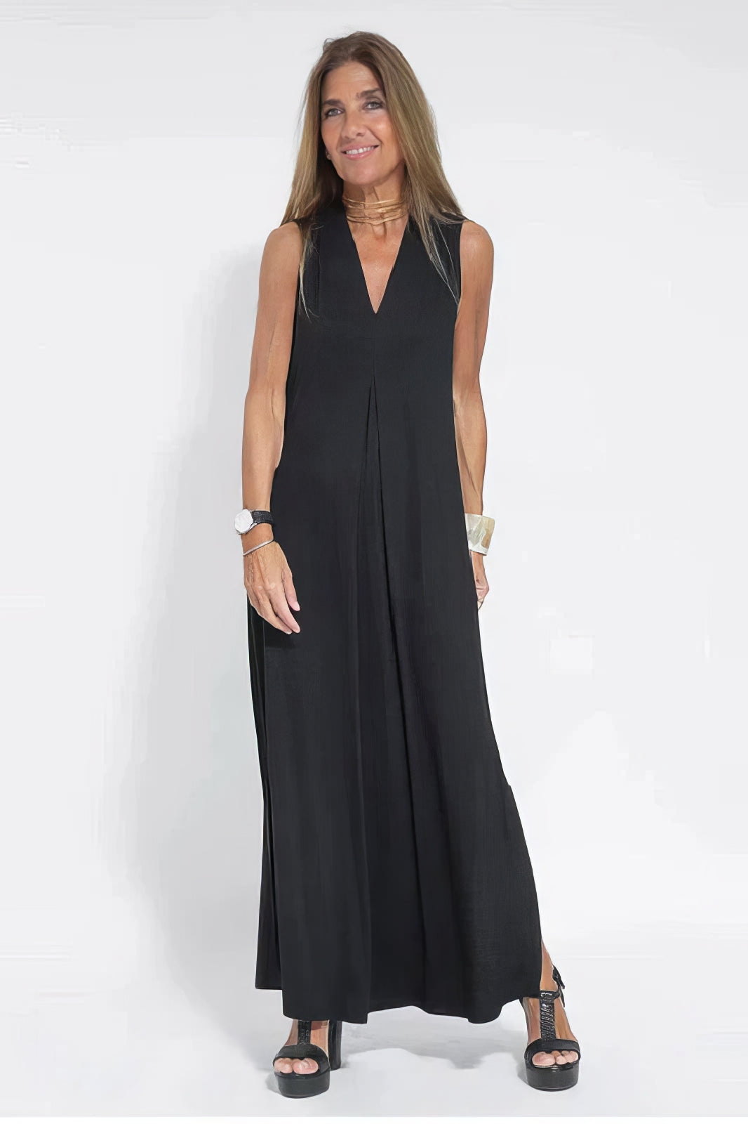 Levoire | Robe Élégante Longue + Gilet Correspondant Comme Cadeau Noir