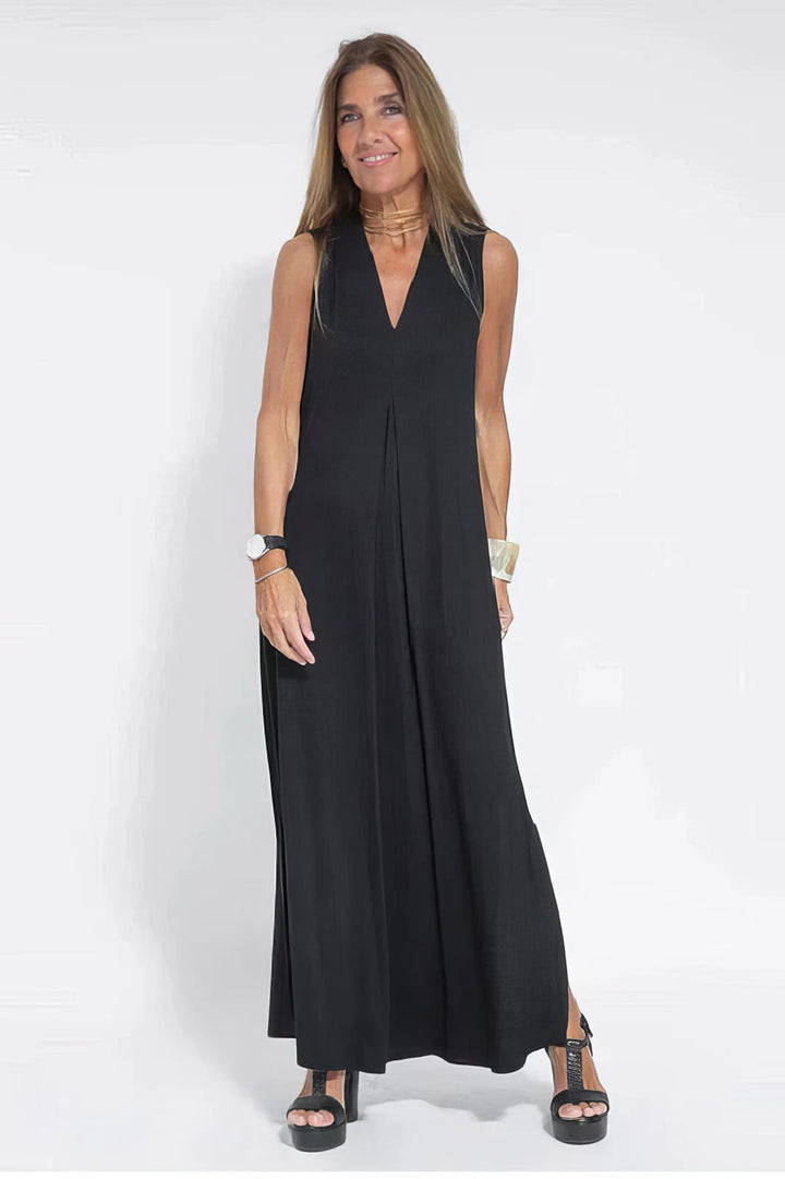 Levoire | Robe Élégante Longue + Gilet Correspondant Comme Cadeau Noir