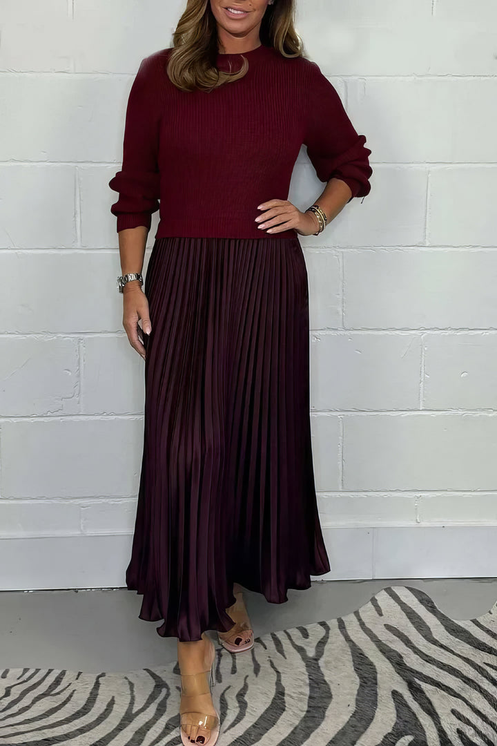 Levoire | Pull et jupe plissée Bordeaux