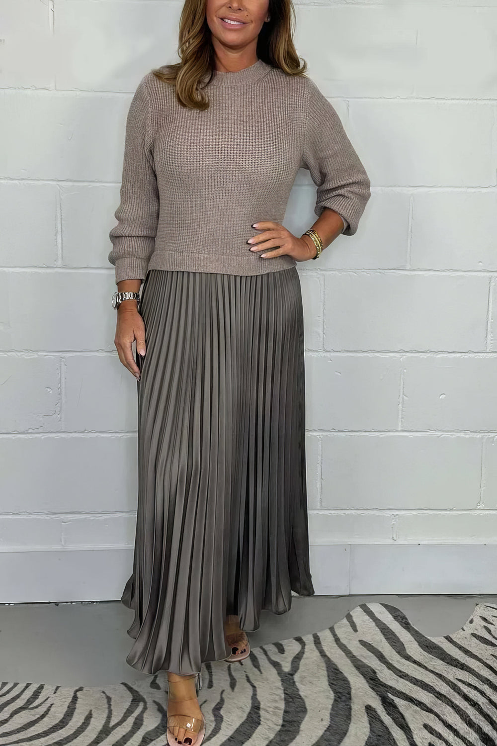 Levoire | Pull et jupe plissée Gris