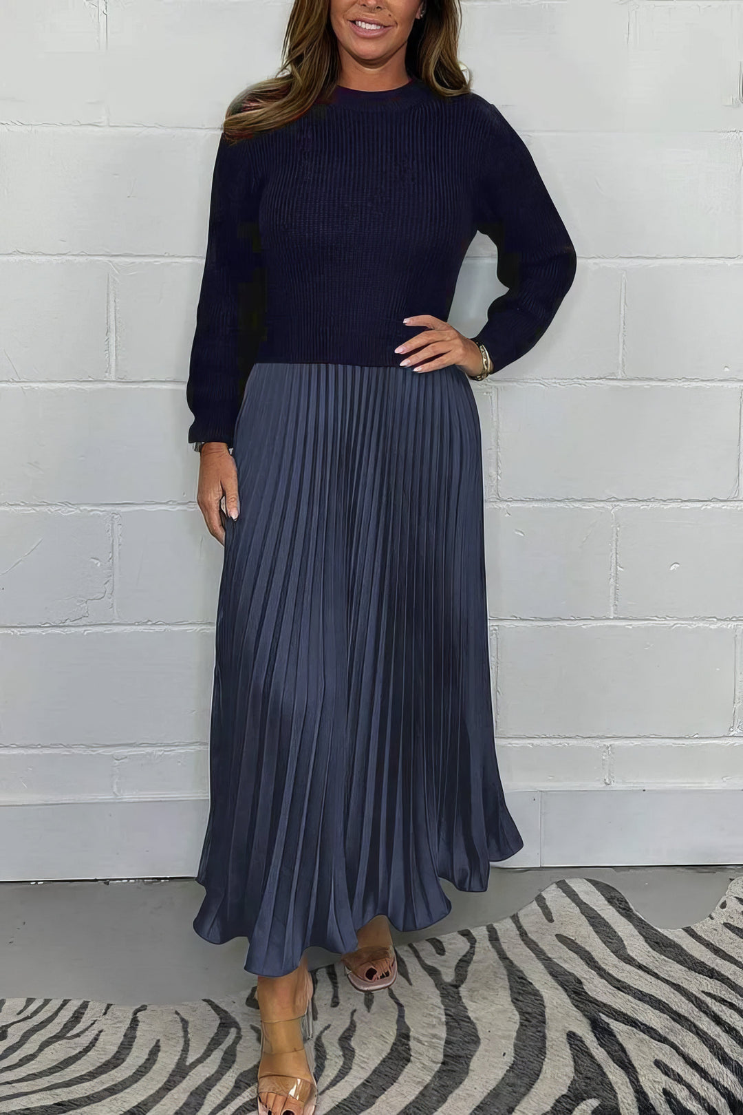 Levoire | Pull et jupe plissée Bleu foncé