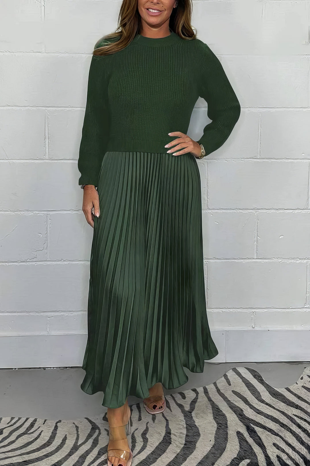 Levoire | Pull et jupe plissée Vert