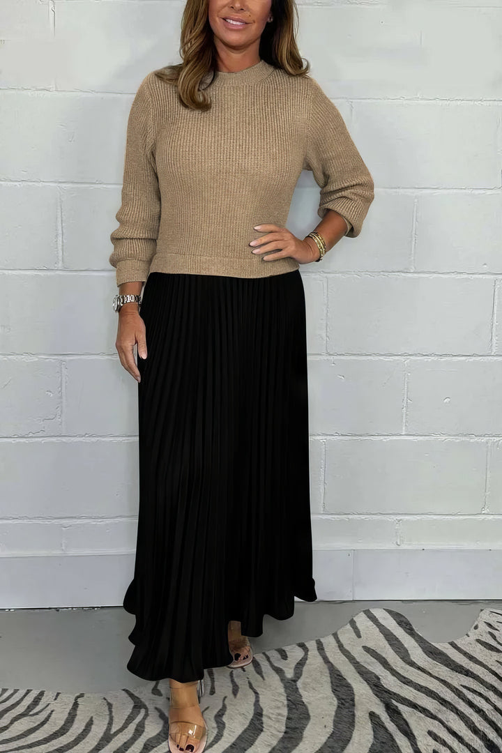 Levoire | Pull et jupe plissée Beige et noir