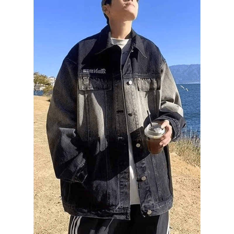 Levoire | Veste Homme Ombre Denim Veste en Jean Homme Nouveau Style Pour Automne Noir
