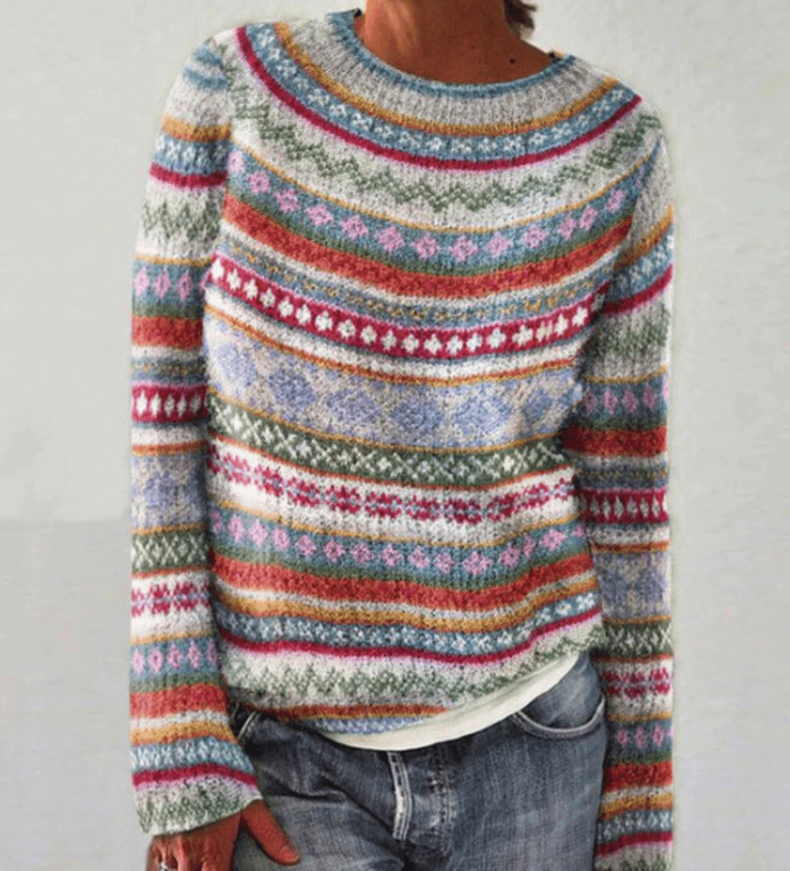 Levoire | Pull Femme Tricoté Rétro Avec Imprimé Unique Confortable Variante 2