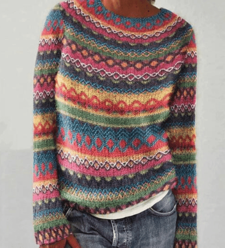 Levoire | Pull Femme Tricoté Rétro Avec Imprimé Unique Confortable Variant 3