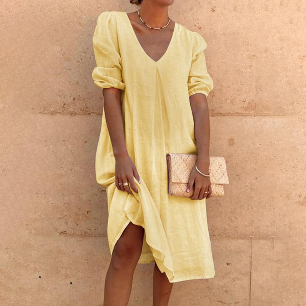 Levoire | Robe En Lin Élégante Jaune