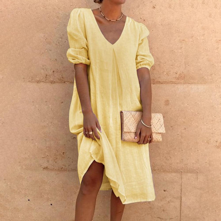 Levoire | Robe En Lin Élégante Jaune