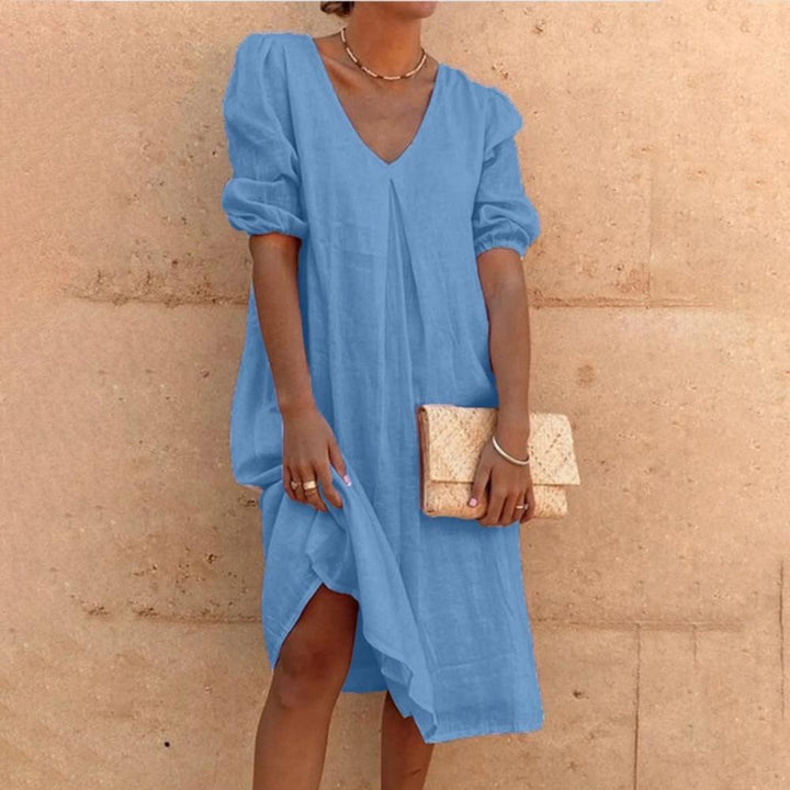 Levoire | Robe En Lin Élégante Bleu