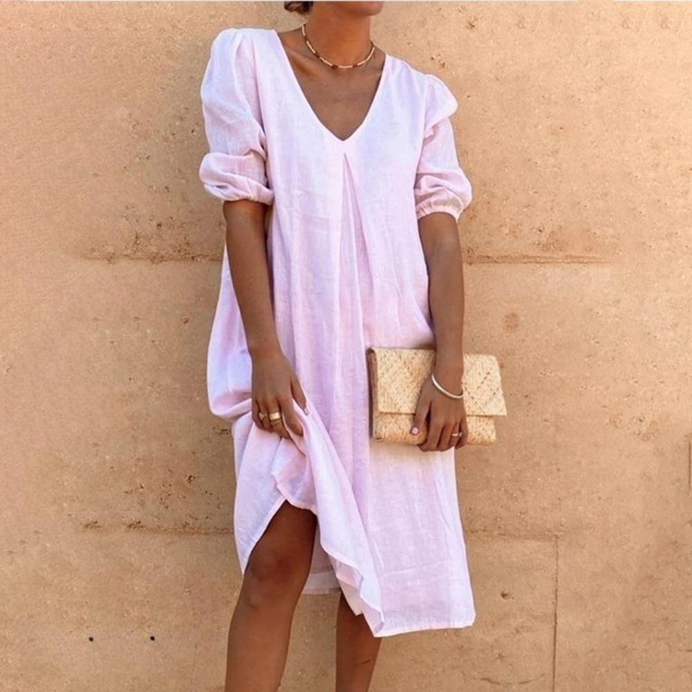 Levoire | Robe En Lin Élégante Rosa