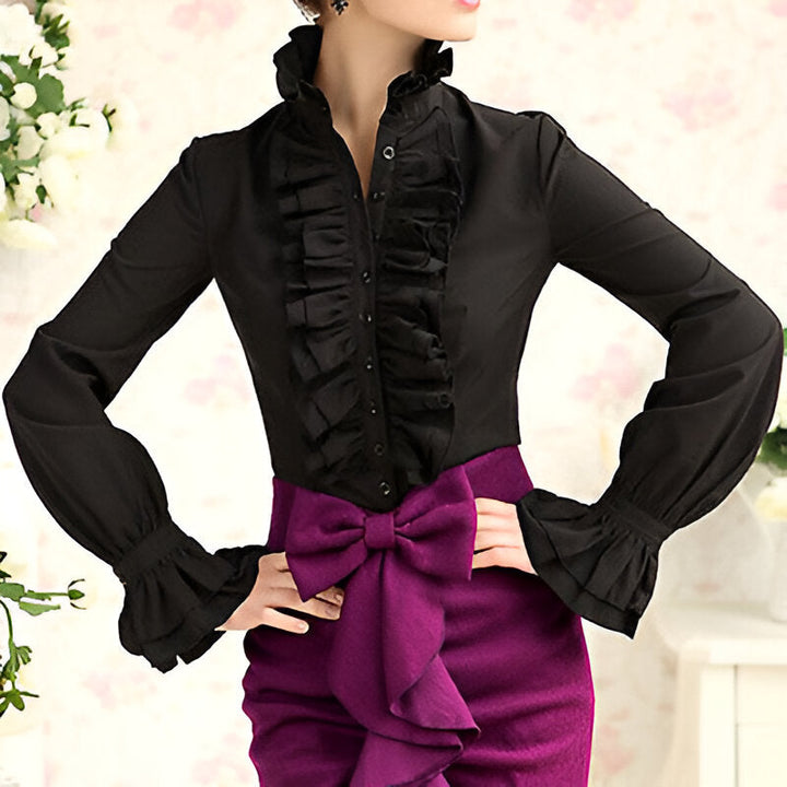 Levoire | Élégante Blouse Rayée Noir
