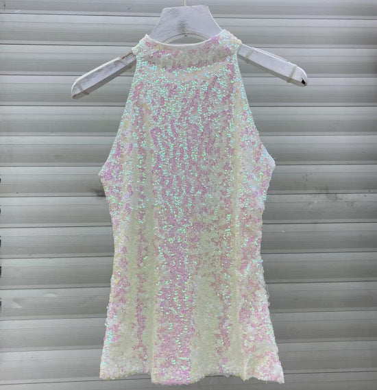 Levoire | Femmes Nouvelle Mode Sexy Sans Manches Mince Tricot Étoiles Filantes Haut Blanc VAPAAT TAILLE