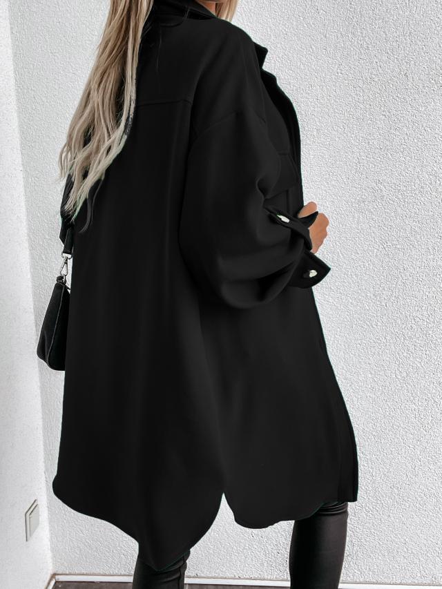 Levoire | Élégant Tendance, Long Chemisier Avec Look Laine Pour Femmes