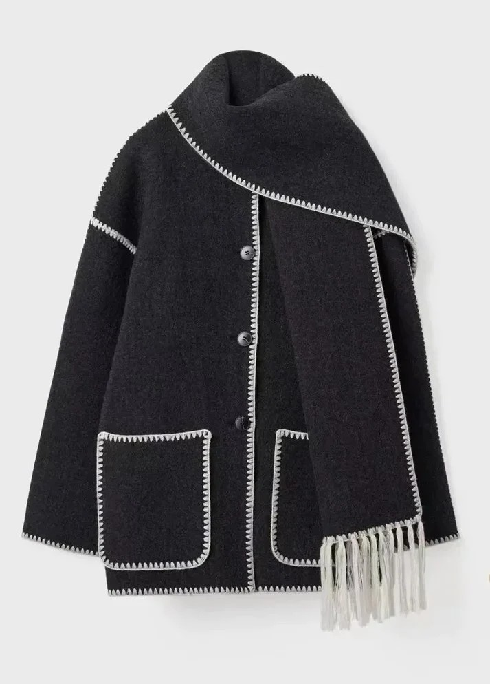 Levoire | Style Manteau En Laine Noir & Blanc