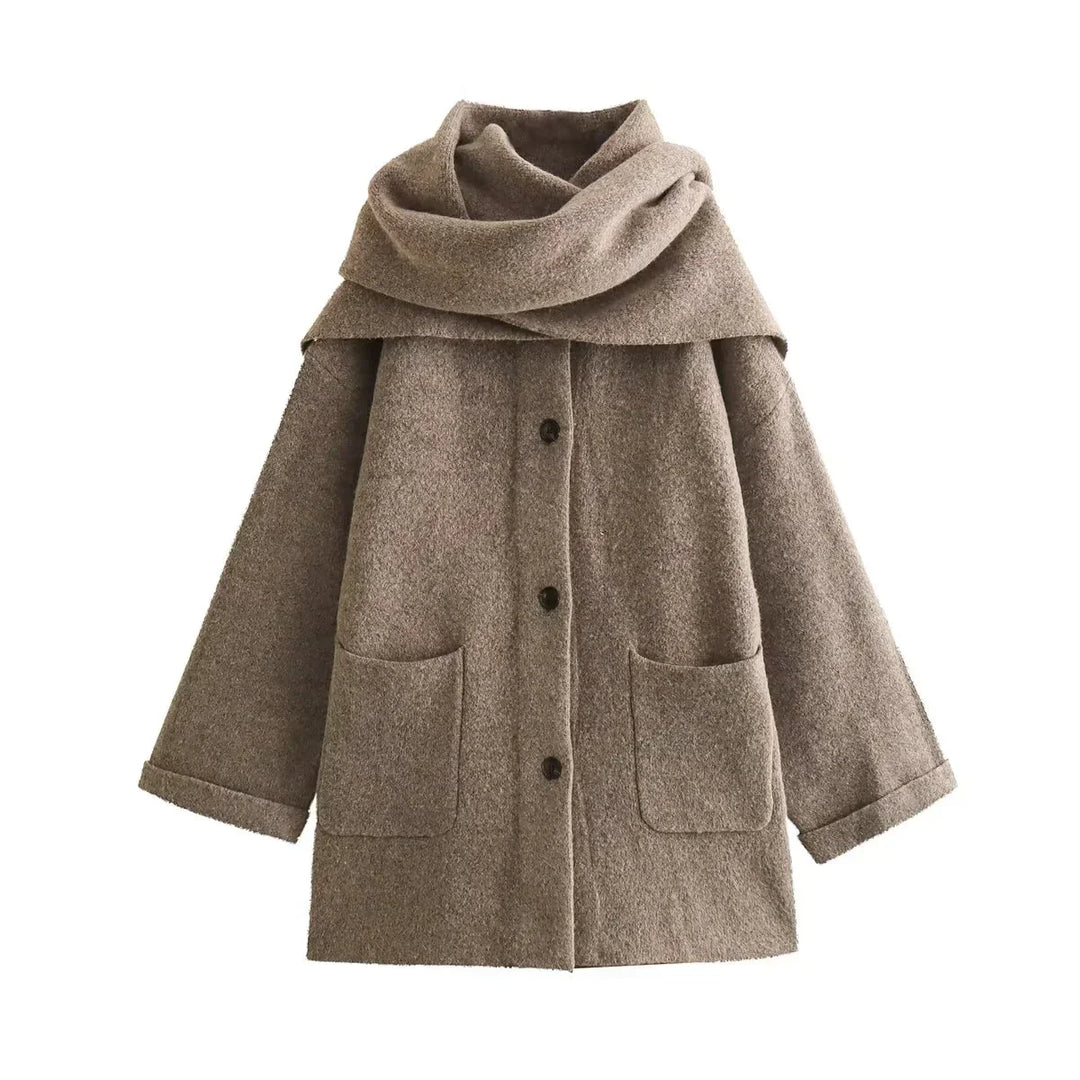 Levoire | Gilet doux avec écharpe marron