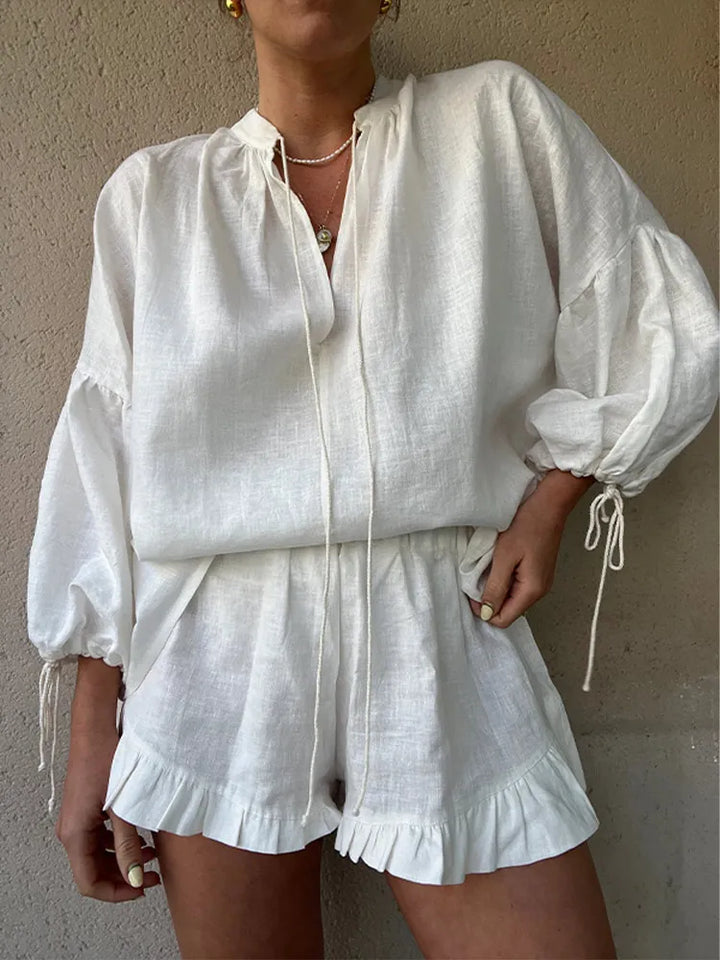 Levoire | Haut En Coton Décontracté Et Shorts Élégants L