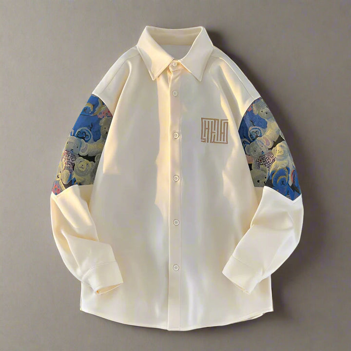 Levoire | Chemise De Travail Inspirée Rétro Avec Ours Brodé Beige