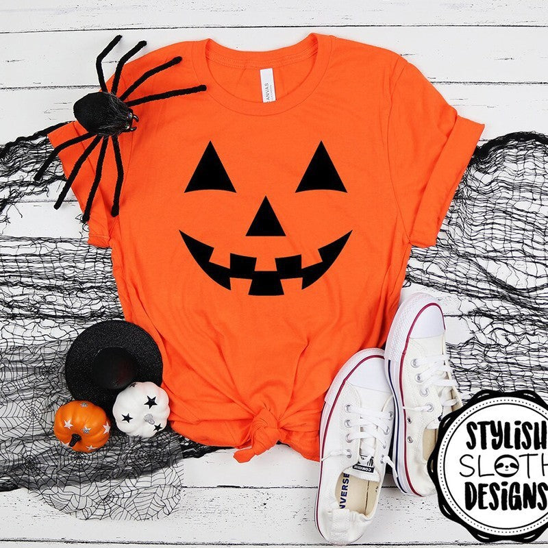 Levoire | Femmes Halloween Citrouille Tête Série T-shirt Orange