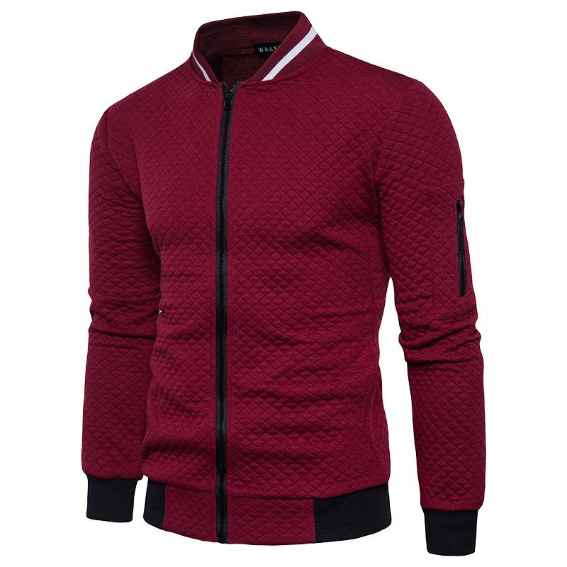Levoire | Veste À Motifs Pour Hommes Avec Col Montant Et Fermeture Éclair rouge