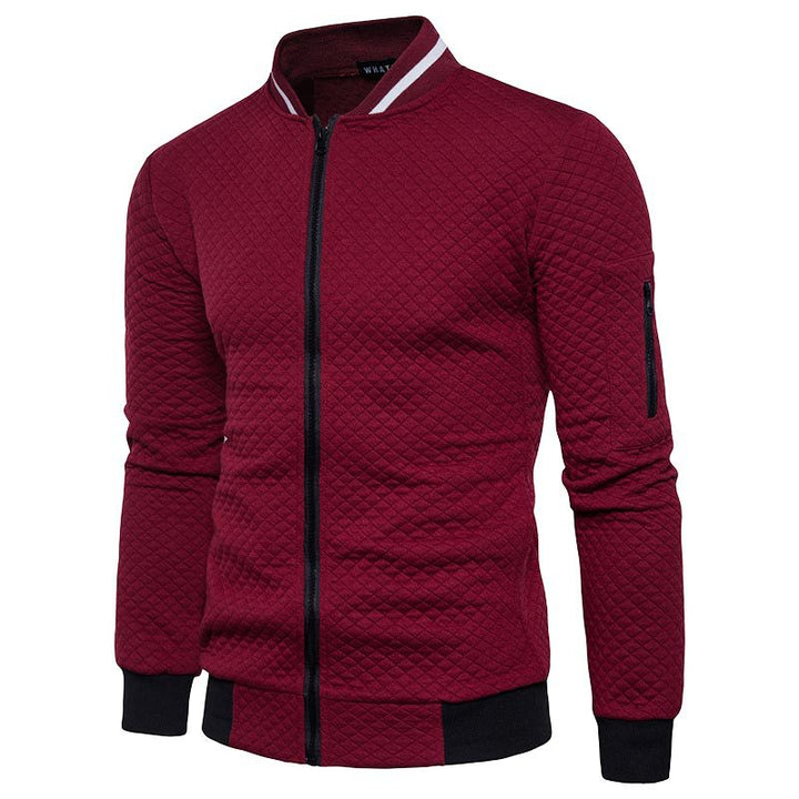 Levoire | Veste À Motifs Pour Hommes Avec Col Montant Et Fermeture Éclair rouge