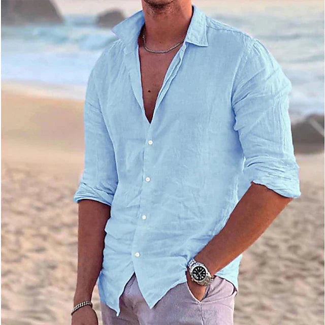 Levoire | Chemise En Lin Pour Homme Légère, Respirante Et Élégante Bleu
