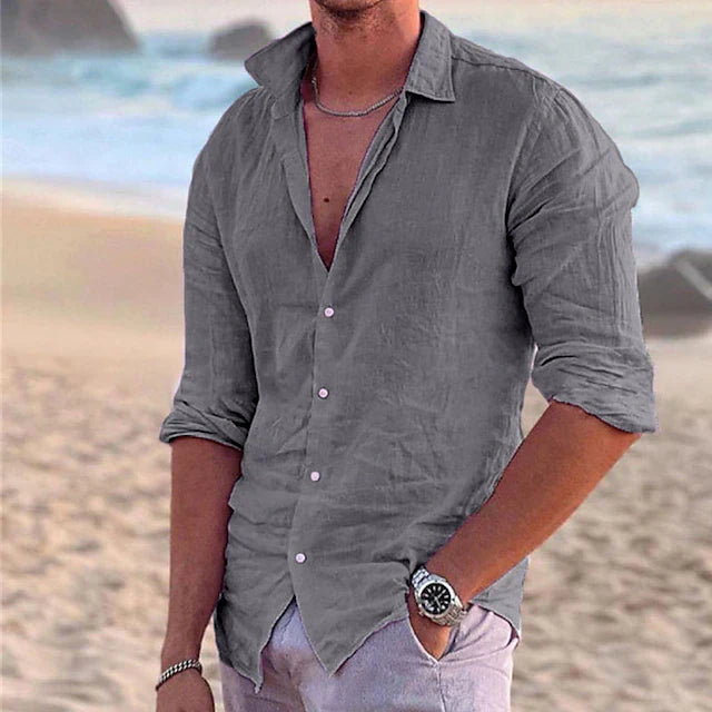 Levoire | Chemise En Lin Pour Homme Légère, Respirante Et Élégante Gris