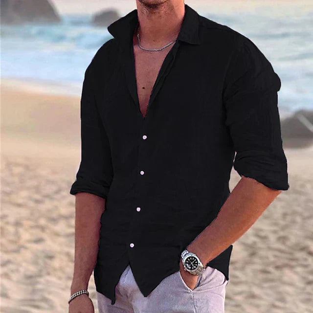 Levoire | Chemise En Lin Pour Homme Légère, Respirante Et Élégante Noir