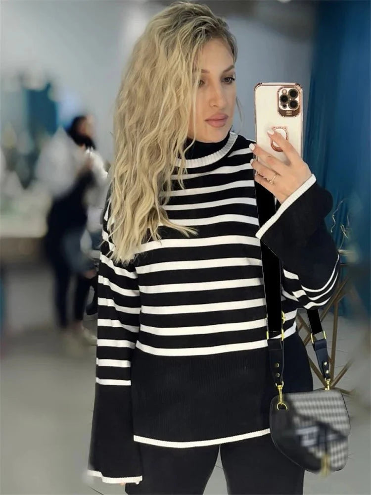 Levoire | Pull Rayé Chic Noir