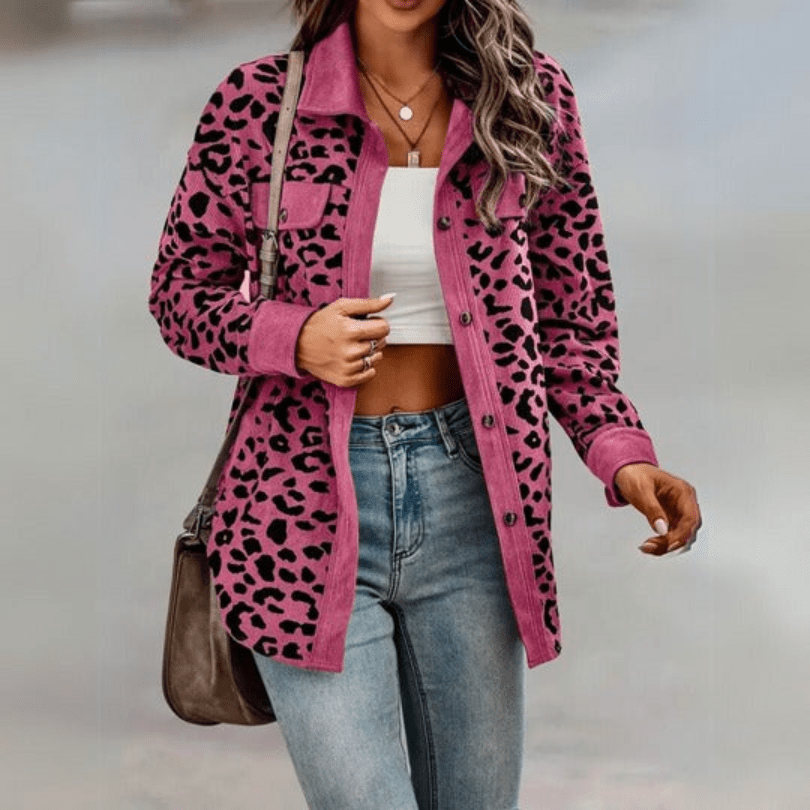 Levoire | Veste Chic Femme Léopard Décontractée Confortable Rosa