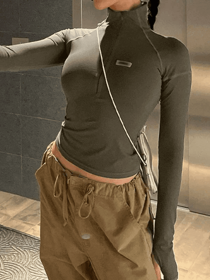 Levoire | Zippé Manches Longues Top Court Vert