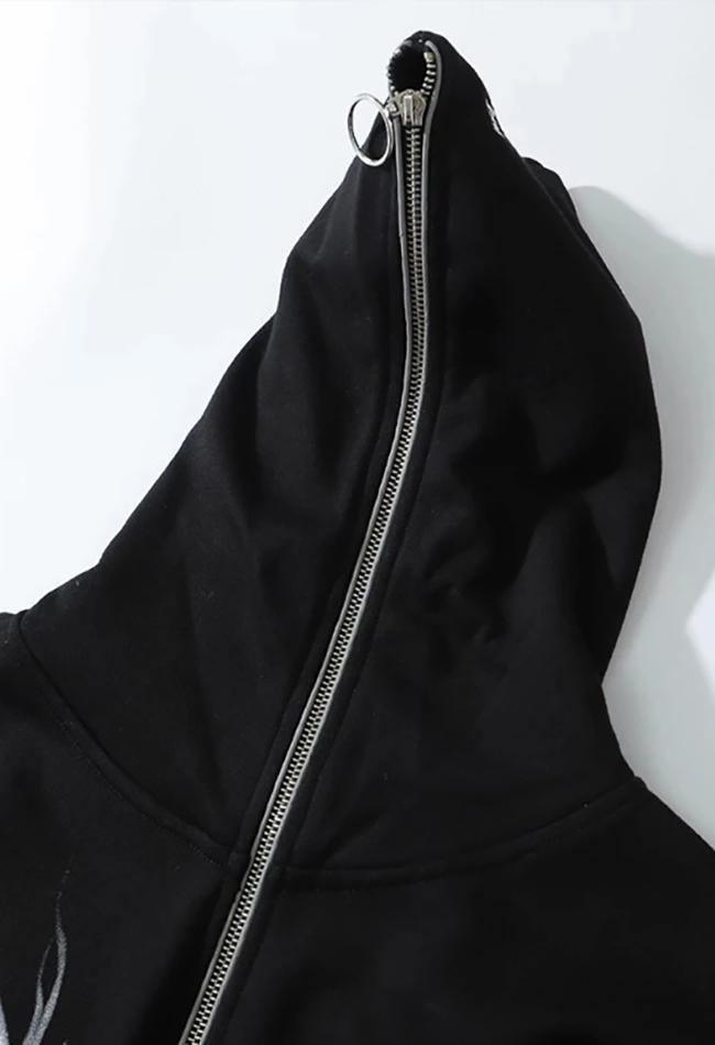 Levoire | Zip Gothic Print Surdimensionné Sweat À Capuche