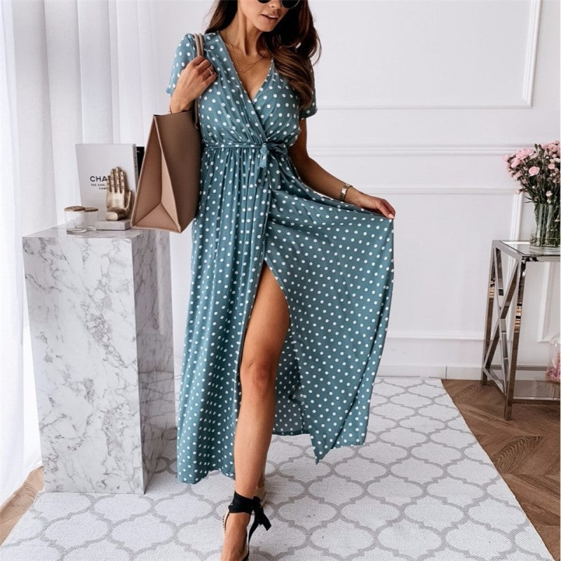 Levoire | Robe Bohémienne Maxi Dress Avec Fente Sexy Bleu
