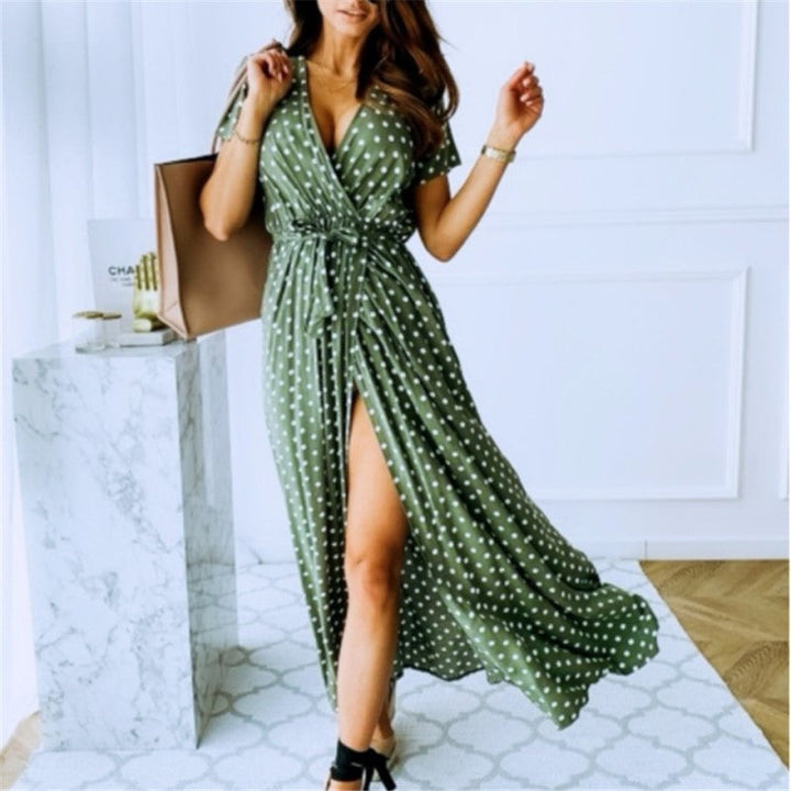 Levoire | Robe Bohémienne Maxi Dress Avec Fente Sexy Vert