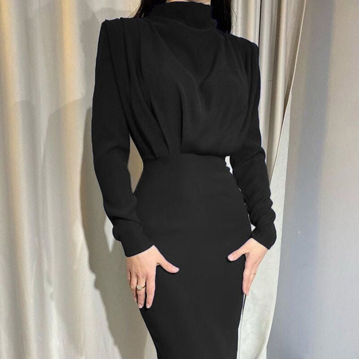 Levoire | Élégant Robe Midi Drapée Noir