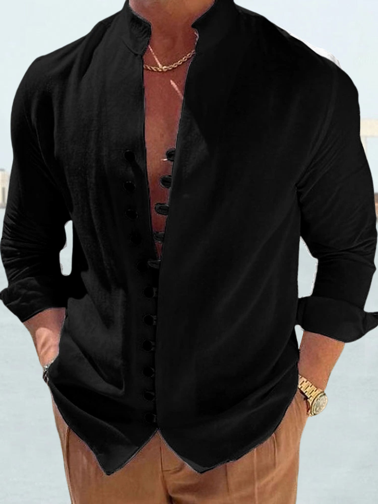 Levoire | Chemise Homme Au Design Unique De Boutons Noir
